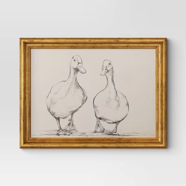 16"x 12" Bird Sketch Canvas Board Framed Art Black - Threshold™