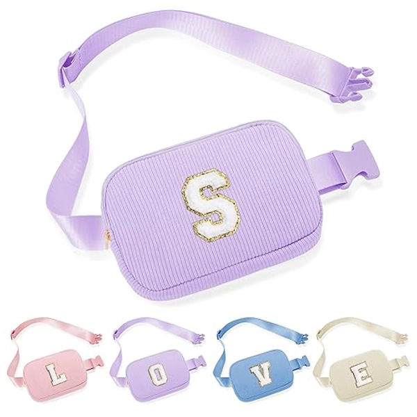 YOOLIFE Gifts for Girls Teen Girl - Kids Crossbody Bag for Girls Fanny Pack, Personalized Daughter Sister Birthday Gift for Teens, Purple Initial Belt Bag Teen Girl Stuff Easter Basket (Purple S) - Purple - S