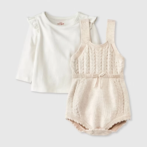 Baby Girls' Sweater Romper - Cat & Jack™ Cream 12M