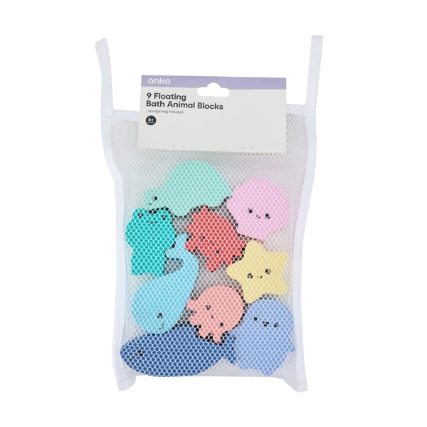 9 Piece Floating Bath Animal Blocks - Kmart 