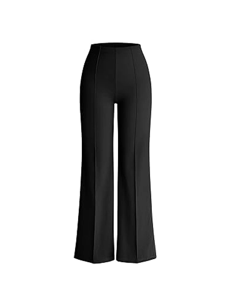 OQQ Women Wide Leg Pants High Waist Casual Pants Fall Clothes Outfits - Black - Small