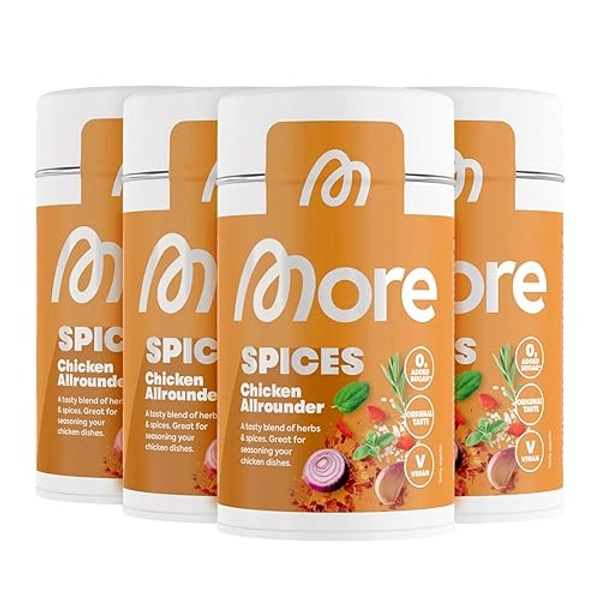 MORE NUTRITION, Not Spices, Chicken Allrounder, 4 x 140 g, Würzende Mischung zum Verfeinern von Hähnchengerichten - 4 x Chicken Allrounder