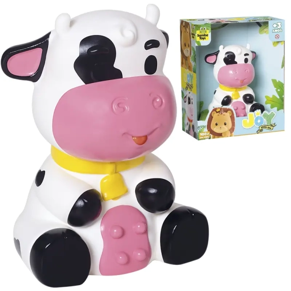 Boneca Didatica Linha Joy Em Vinil Macio Vaquinha Para Bebe 15 cm - Samba Toys