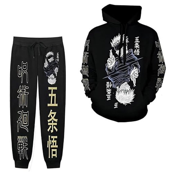 Volrath Anime Hoodies and Sweatpants Unisex Jujutsu Kaisem Cosplay Satoru Cosplay Hooded Sweatshirts Tracksuits Suit - XX-Large - 01-my