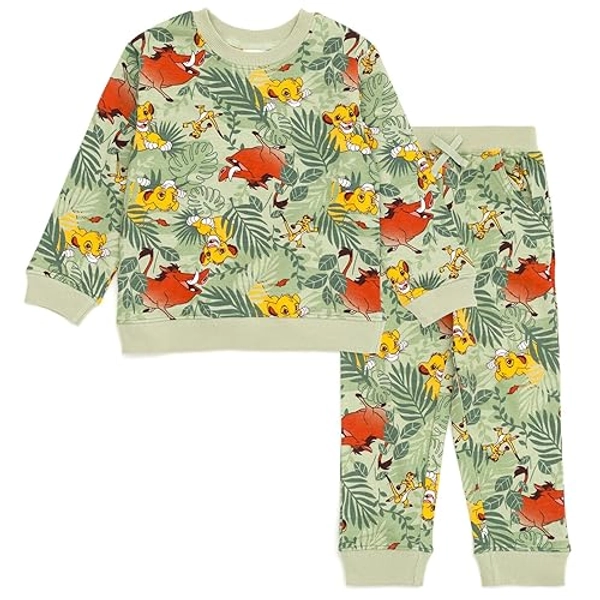 Disney Lion King Toy Story Cars French Terry Sweatshirt and Jogger Pants Outfit Set Toddler to Big Kid Sizes (2T - 10-12) - 4T - Lion King