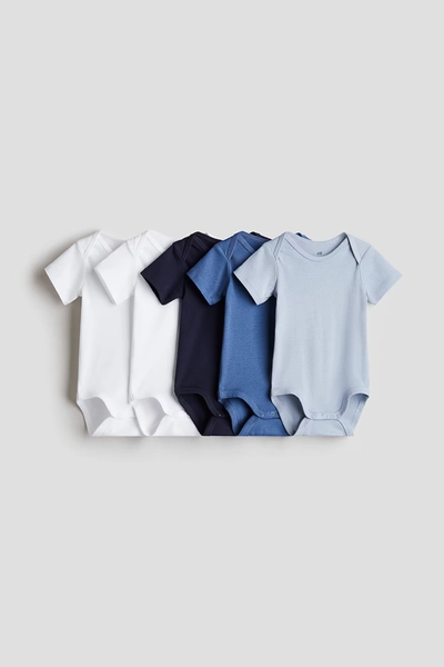 5-pack Cotton Bodysuits - Blue/white - Kids | H&M US