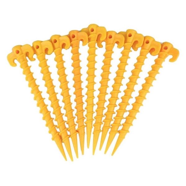 10x Screw Tent Pegs Ground Stakes Spiral Nails Plastic Tarp Outdoor Camping