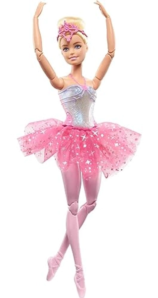 Barbie Dreamtopia Doll, Twinkle Lights Posable Ballerina with 5 Light-Up Shows, Sparkly Pink Tutu, Blonde Hair & Hair Accessory - Pink