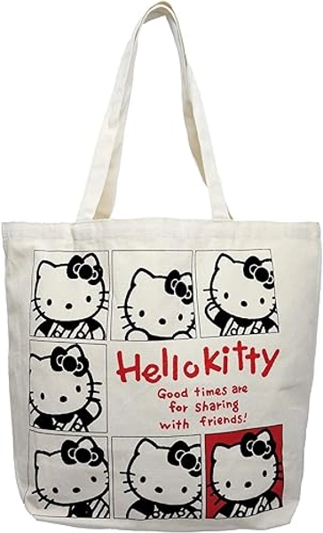 Friend Sanrio Hello Kitty Cute Tote Bag, Shopping Bag, Gym Bag, Kitchen Reusable Grocery Bag, Japan Quality and Japan Technology surpervised by EITAI Japan, 15 in(H) x 11.8 in(L) x 5.5 in(W)