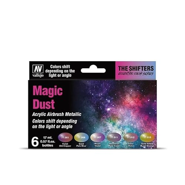 Vallejo - The Shifters Magic Dust | Set of 6 Metallic Acrylic Airbrush Colours | Ideal for Painting Fantasy Figures and Wargames | Contains 6 bottles x 17 ml (0.57 fl.oz.) - Magic Dust