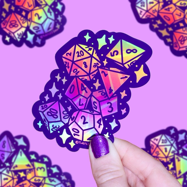 D20, Board Game, Vinyl Sticker, D&D, Polyhedron, Dice, Gamer, Tabletop Gaming, Holographic, Shiny, Laptop Sticker, Decals, Turtle's Soup