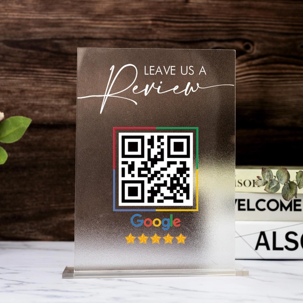 Personalized Google Review Sign, Custom Business Leave a Review Sign, QR Code Display Sign, Ideal for Cafes, Retails, Salons, QR Code Plaque
