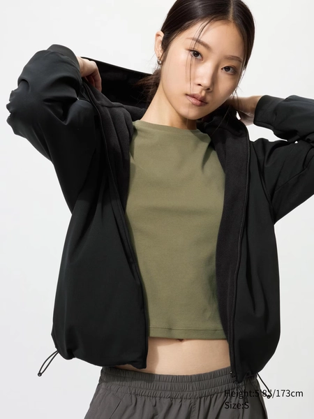 Women's Stretch Windproof Fleece Full-Zip Hoodie | UNIQLO UK