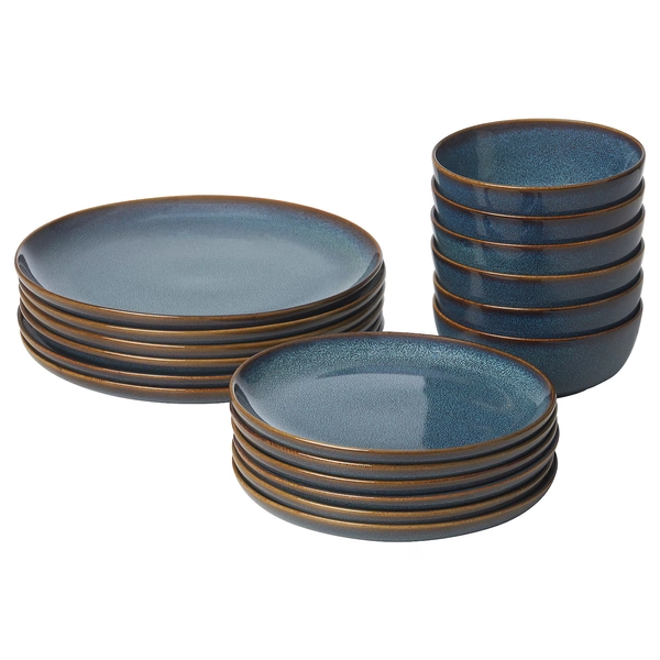 GLADELIG 18-piece dinnerware set - blue