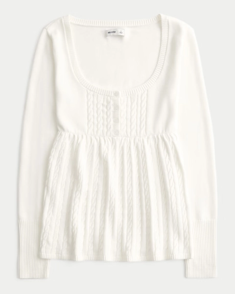 Long-Sleeve Babydoll Sweater