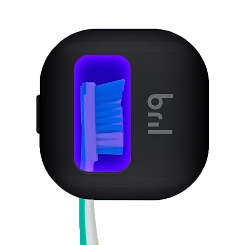 Bril UV-C Toothbrush Sanitizer, Portable Cleaner, Travel Cover, Magnetic Holder, and Rechargeable Case for Any Size Toothbrush, Black - Black