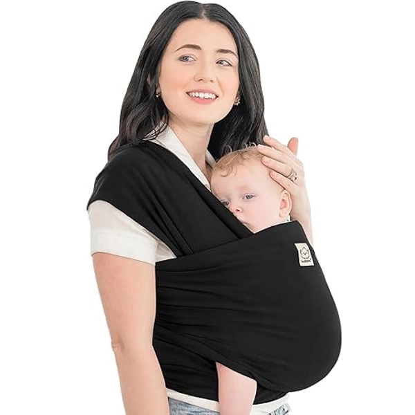 KeaBabies Baby Wrap Carrier - All in 1 Original Baby Carrier Newborn To Toddler Sling, Easy to Wear, Hands Free Bonding, Lightweight, Breathable Infant Wraps (Trendy Black) - Trendy Black