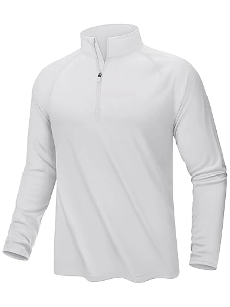 KEFITEVD Long Sleeve Shirts for Mens UPF 50+ 1/4 Zip Pullover Shirts Outdoor Cooling Athletic Shirt Swim Summer Rash Guard