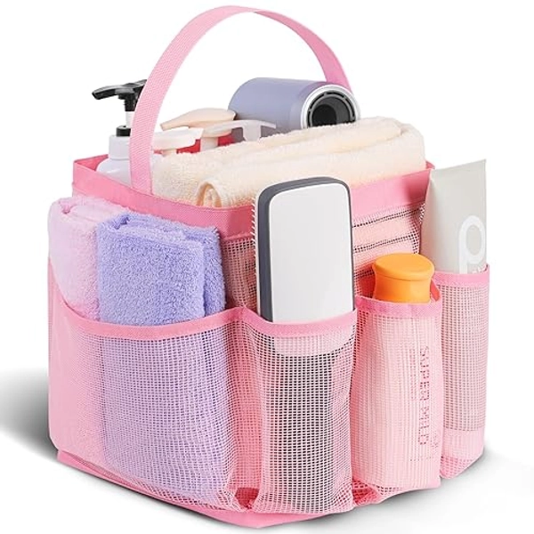 EUDELE Mesh Shower Caddy Portable - All Pink