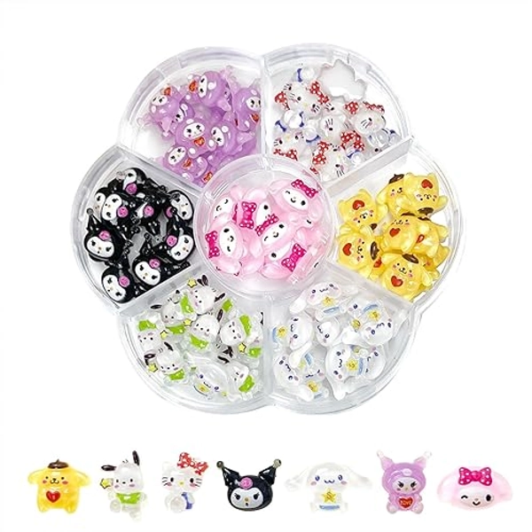 Akutoer 70PCS Kawaii Nail Art Charms 3D Cute Cat Resin Jelly Gummy Sweet Candy Slime Making Ornament Nail Decoration Accessories for DIY
