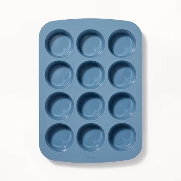 12ct Silicone Muffin Pan Blue - Figmint™:Oven & Dishwasher Safe, 10-Year Warranty