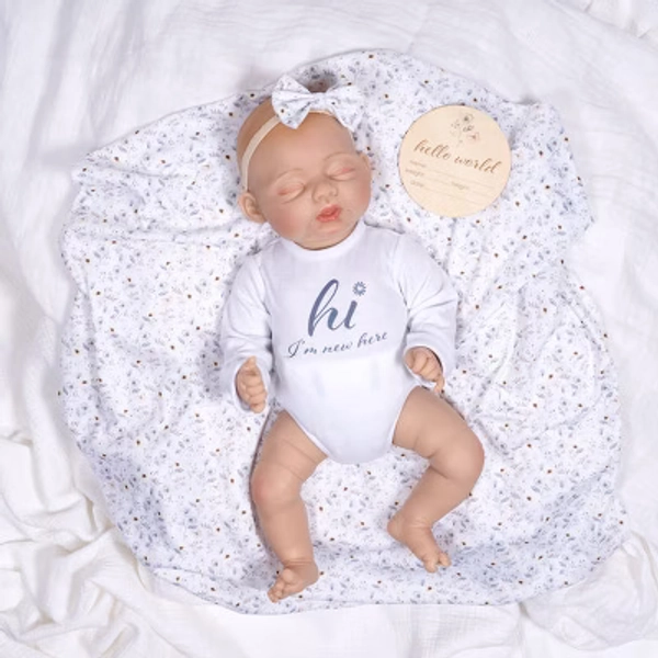 Paradise Galleries Realistic Reborn Baby Doll, Ping Lau Designer's Doll, Comes with Onesie, Floral Blanket, Bow, Beanie and Pacifier - Hello World