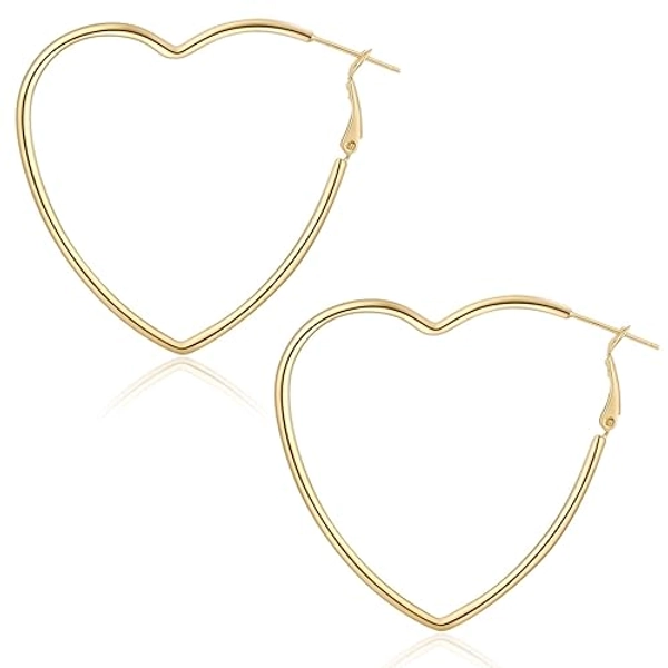 ToHeart 14k Gold Hoop Earrings Heart Hoop Earrings for Womens Sweet Love Heart Earrings