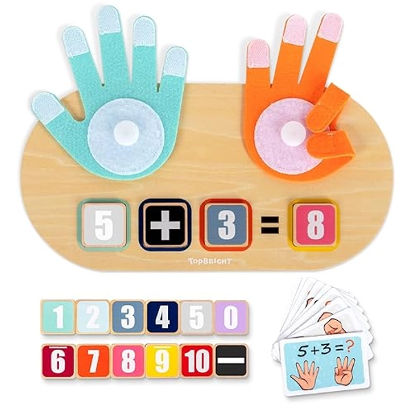 TOP BRIGHT Educational Learning Number Toys for Toddlers 2-4 Years, Kids Finger Counting Math Number Blocks Homeschool Supplies, Montessori Toys for 3 4 5 Year Old