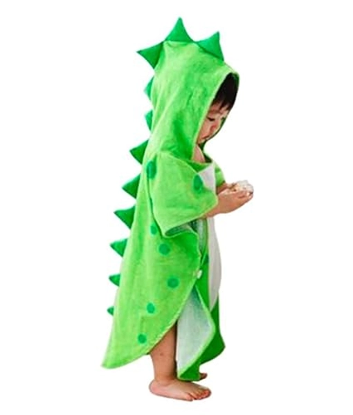 Maleroads Soft Cotton Baby Bath Towel Beach Towel Bathrobe for Kids 0-8 years - Green Dinosaur - 0-4Y
