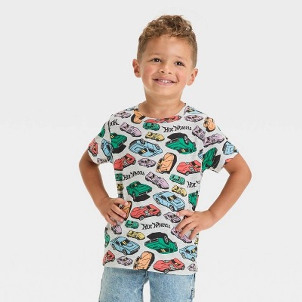 Toddler Boys' Hot Wheels Short Sleeve T-Shirt - Oatmeal 5T