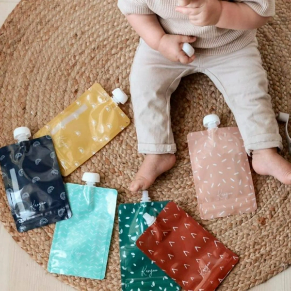 Pochettes à compote réutilisables Boho 6x (4oz) Kangoo et cie  - Clément