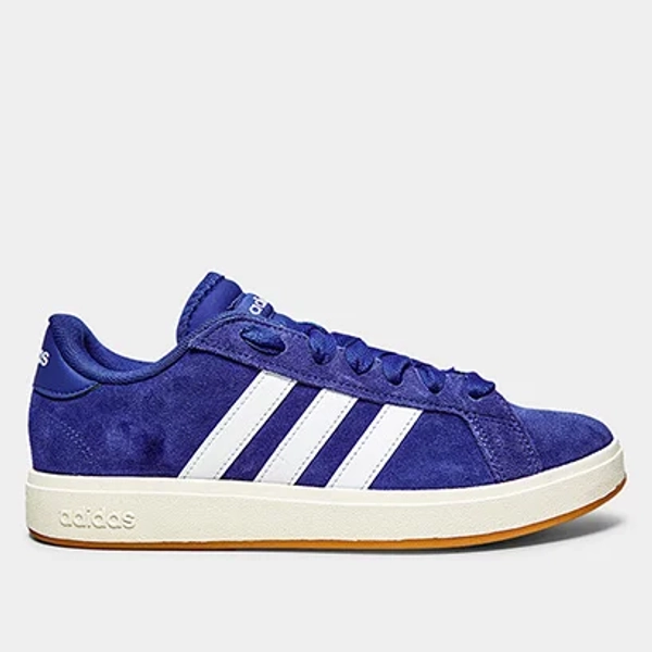 Tênis Adidas Grand Court Base Suede Masculino - Azul+Branco | Netshoes