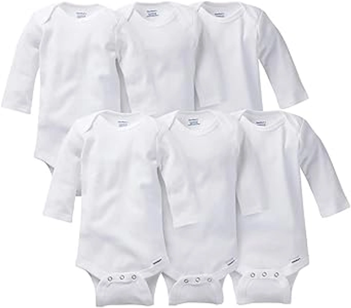 Gerber unisex-baby Multi-pack Long-sleeve Onesies Bodysuit Mitten Cuff Sizes - 6-9 Months 6-pack White