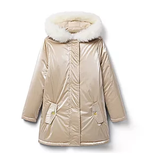 Girl Pale Blue Quilted Sherpa Trim Jacket by Janie and Jack