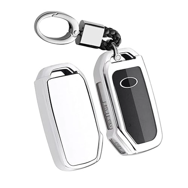 SANRILY 1Pcs Soft TPU Key Fob Cover for Kia Forte 2020 2021 Soul eltos Sorento Telluride Keyless Remote Keychain Holder Full Protector Key Fob Case Shell Silver - Silver