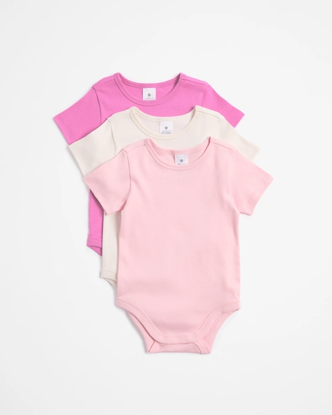 Baby Organic Cotton Bodysuits 3 Pack - Pinks