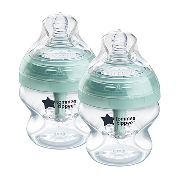 Tommee Tippee Advanced Anti-Colic Baby Bottle, 5oz, 0+ months, Slow Flow Breast-Like Nipple for a Natural Latch, Vented Anti-Colic Wand, Self-Sterilizing, 2 Pack - 2 PACK