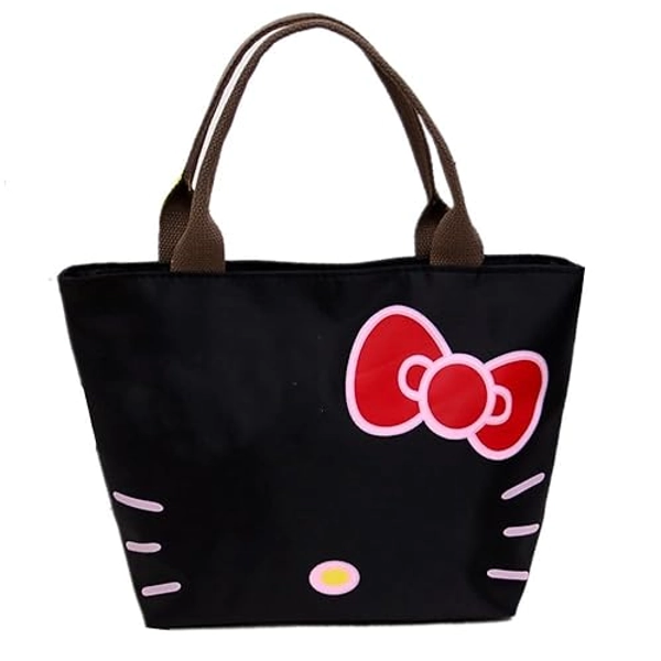 Kerr's Choice Black Kitty Tote Bag Black Cat Shopping Bag Gym Bag Cat Lunch Bag Black