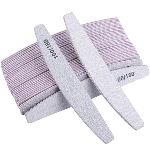 BTYMS 25 Pcs Nail Files 100/180 Grit Double Sided Emery Boards Coarse and Medium Nail File for Acrylic Nails and Natural Nails - 25 Count (100/180 Grit)
