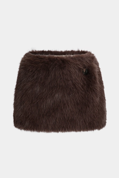 Faux Fur Button Mini Skirt | COFFEE / S