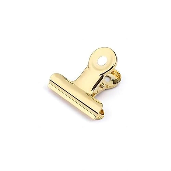 Coideal Small Gold Bull Hinge Clips, 30 Pcs Tiny Metal Binder Paper Clips for Tags Bags, Pictures Photos, Wire Grid Wall Decor, Office and Home Kitchen (Light Gold, 22mm) - Light Gold - 22 mm
