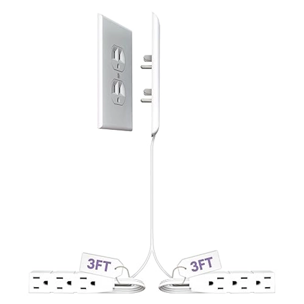 Sleek Socket Original & Patented Ultra-Thin Outlet Concealer with Cord Concealer Kit, Flat Extension Cord with Multi Outlets Power Strip, Ideal for Home Improvement, Hide Bulky and Messy Cords - 6ft - Standard Outlet