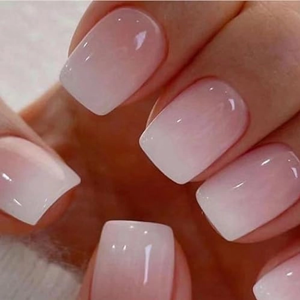 WAFOLOZE Nails Press ons,White Ombre Short Square Press on Nails Fake Nails Glossy Acrylic Artificial Nails Stick on Nails for Women 32Pcs - styles-24