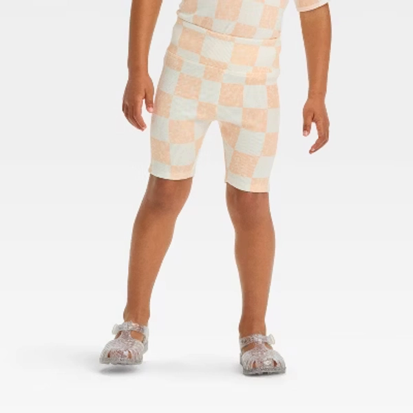 Grayson Mini Toddler Girls' Knit Checkerboard Printed Shorts - Orange 3T