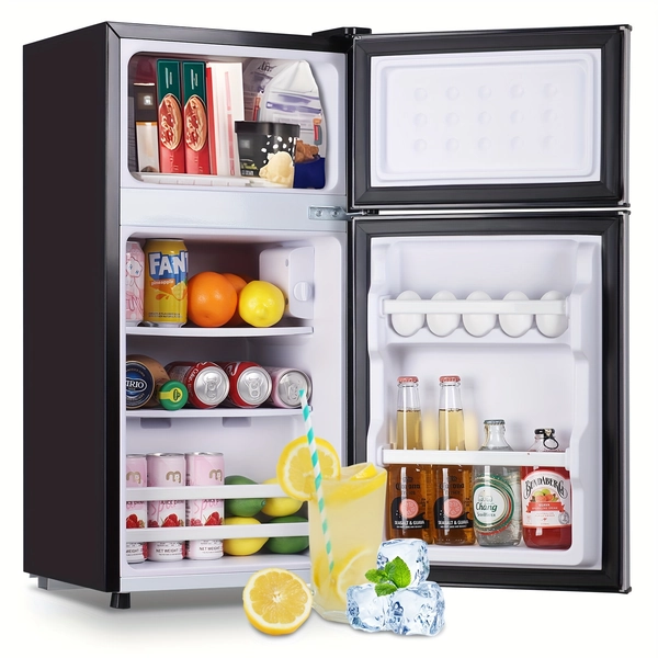 WANAI 3.2 CU.FT Compact Refrigerator with Freezer, Single Door Mini Fridge, Adjustable Temperature, Side Wire Rack, Ideal for Dorm, Office, Apartment - SILVER, 2.4 CU.FT, Side Door, Wire Rack
