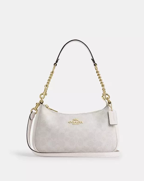 Gold/White/Chalk Teri Shoulder Bag In Signature Canvas