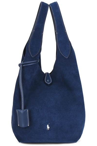 Polo Ralph Lauren Suede Medium Tote in Dark Jean | REVOLVE