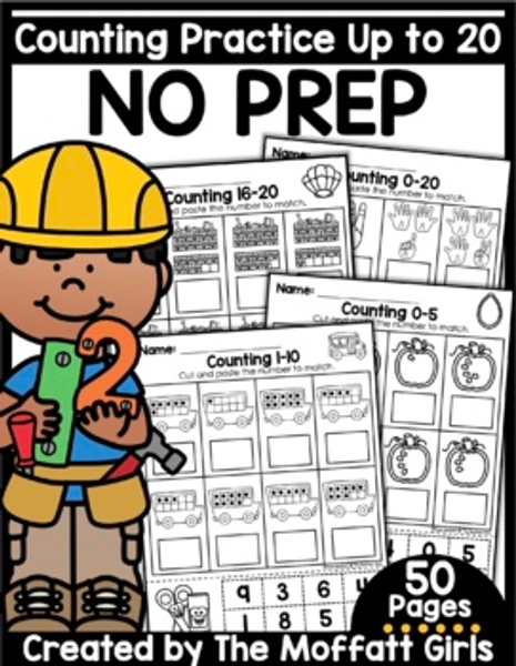 Numbers 1 to 20 Counting Practice Worksheets Teen Number Sense Kindergarten Math