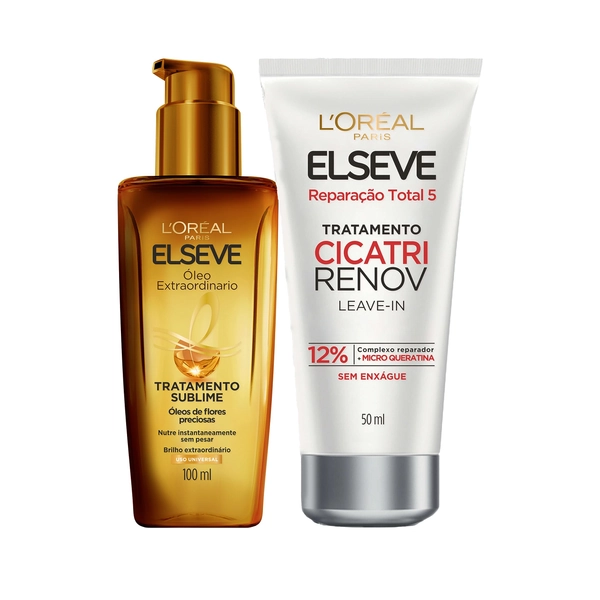 ELSEVE Kit Óleo Extraordinário L'Oréal Paris + Leave-In De Tratamento Cicatri Renov L'Oréal Paris