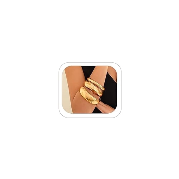 LKingel Chunky Gold Bangle Bracelets for Women Gold Cuff Bracelets Open Wide Thick Bangles Bracelets for Women Gold Bangles Minimalist Wrist Cuff Bracelets for Women